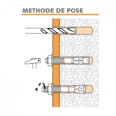 Goujon d'ancrage inox M6 X 67 pour fixation dans le béton Goujon d'ancrage inox M6 X 67 pour fixation dans le béton