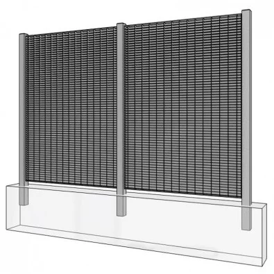 Panneau cloture caillebotis à lame inclinée à 45° maille 66 x 22 dim. 1200 x 1500 mm