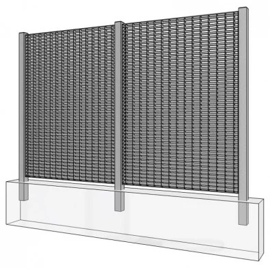 Panneau cloture caillebotis à lame inclinée à 45° maille 66 x 33 dim. 1200 x 1000 mm