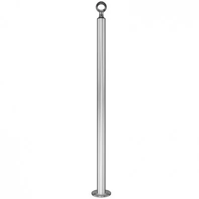 Poteau rond de rampe escalier inox 316L support articulé avec bague de main courante