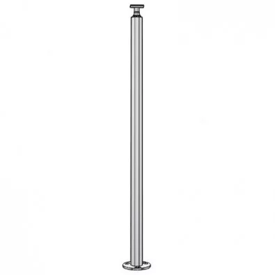 Poteau rond pour rampe escalier inox 316 ,pose sur le dessus avec cache platine et support de main courante orientable