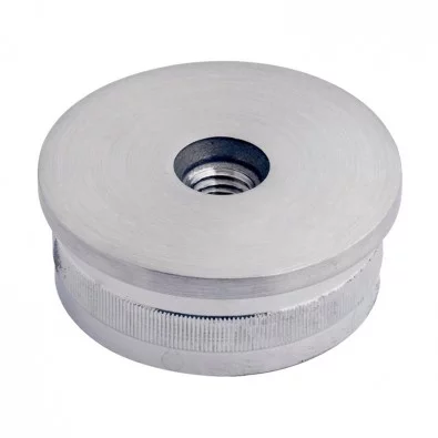 Bouchon massif fileté plat pour tube rond inox 42,4 mm inox 316 brossé