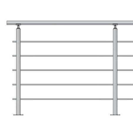 Garde corps inox design Pont de Bateau, en kit, 5 barres à la française