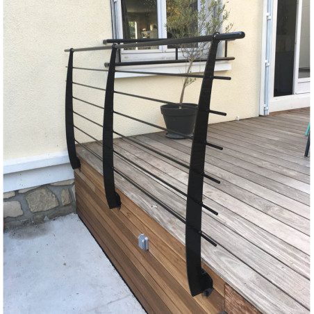 Garde corps terrasse acier design en kit 6 lisses et main courante
