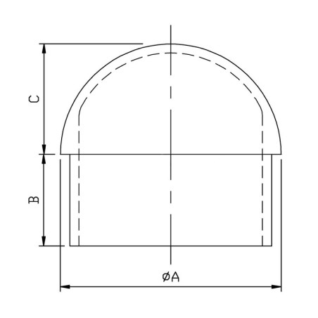 Bouchon demi sphère pour tube rond inox 48,3 mm 316 brossé, à coller
