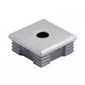 Bouchon massif percé plat de tube carré inox 40x40 mm inox 316 brossé 0