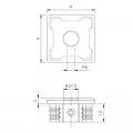Bouchon massif percé plat de tube carré inox 40x40 mm inox 316 brossé 1