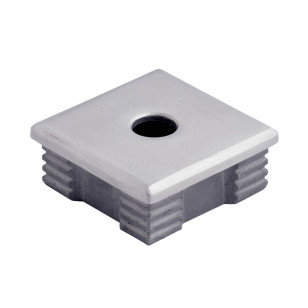 Bouchon massif  percé plat de tube carré inox 50x50 mm inox 316 brossé