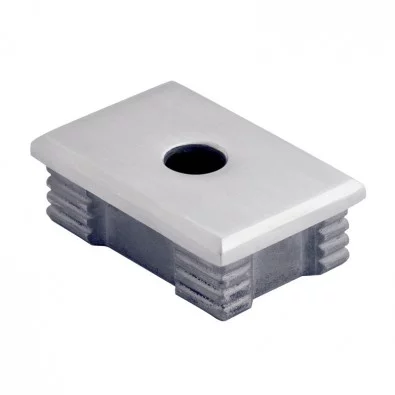 Bouchon inox 316 brossé rectangulaire 40 x 20mm percé 12,2 mm, massif