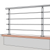 Poteau de garde corps muret 4 lisses à la française - inox 304 2