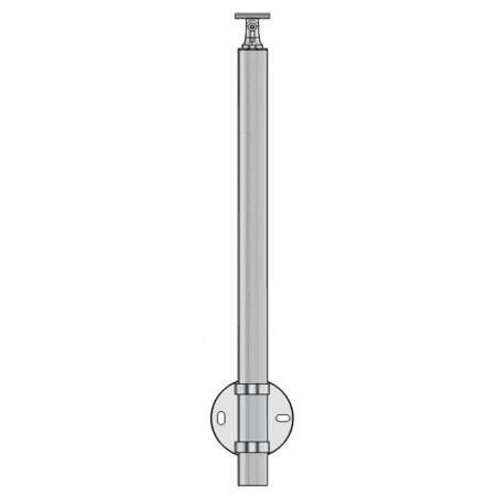 Vue du poteau de garde corps muret 2 lisses à l'anglaise - inox 304