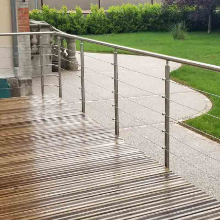 Garde corps terrasse, escalier,  à câbles inox en kit extérieur ou intérieur, à l'anglaise