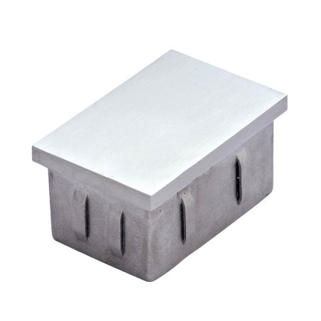 Bouchon plat pour tube inox rectangulaire 50 x 30mm en inox 304 brossé