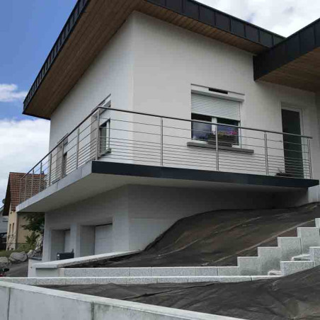 Garde corps inox à 9 barres et main courante inox brossé en kit à la française