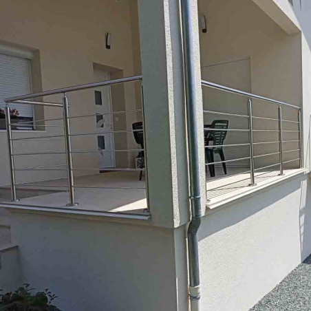 Garde corps inox en kit 5 BARRES à la française : pour terrasse, balcon ou mezzanine