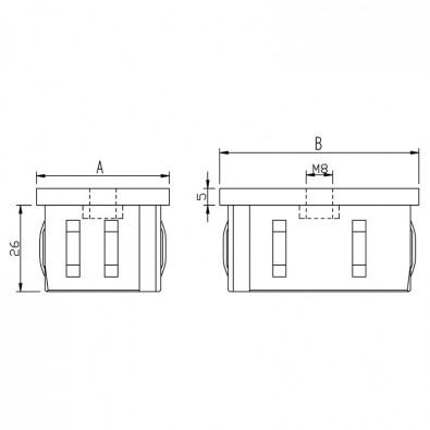 Bouchon plat fileté pour tube rectangulaire 60 x 40mm inox 304 brossé Bouchon plat fileté pour tube rectangulaire 60 x 40mm inox 304 brossé