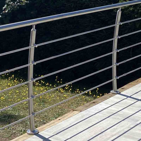 Garde corps Design Pont de Bateau en Inox, en kit, 5 barres à la française