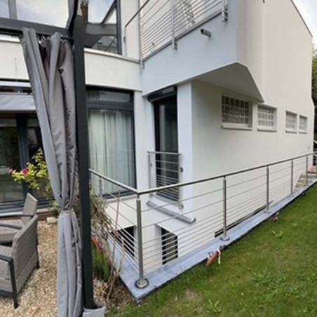 Garde corps inox à 9 barres et main courante inox brossé en kit à la française