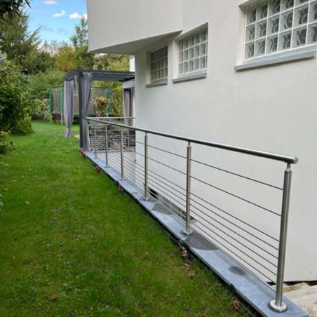 Garde corps inox à 9 barres et main courante inox brossé en kit à la française