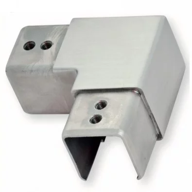 Coude à 90 horizontal de tube à gorge carré 20 x 20 mm inox 304 brossé Coude à 90 horizontal de tube à gorge carré 20 x 20 mm inox 304 brossé