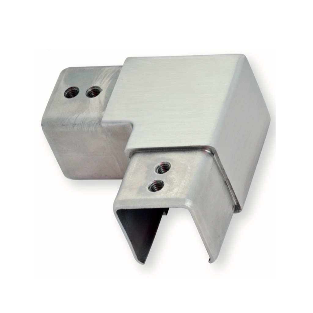 Coude à 90 horizontal de tube à gorge carré 20 x 20 mm inox 304 brossé