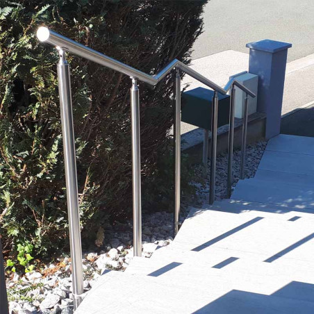 Rampe d'escalier exterieur sur poteaux, en kit, en inox brossé