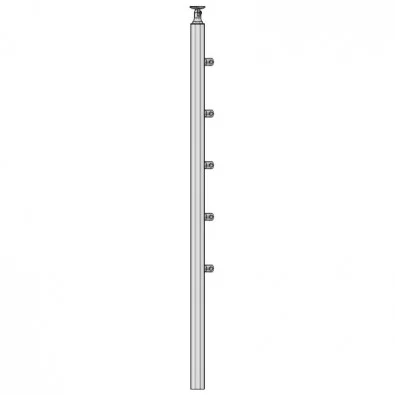 Poteau de garde corps inox à 5 barres à sceller