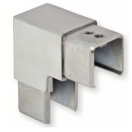 Coude à 90 vertical de tube à gorge carré 20 x 20 mm inox 304 brossé