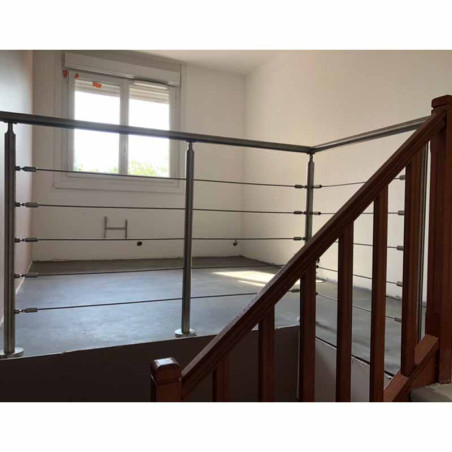 Garde corps de terrasse, escalier, en kit à 5 câbles inox, à la française