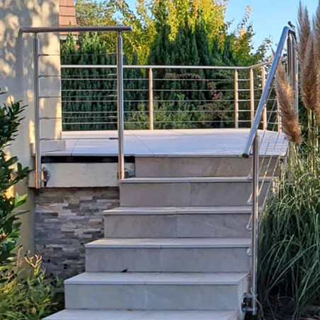 Garde corps terrasse, escalier,  à câbles inox en kit extérieur ou intérieur, à l'anglaise