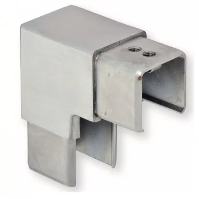 Coude à 90 vertical de tube à gorge carré 40 x 40 mm inox 316 brossé Coude à 90 vertical de tube à gorge carré 40 x 40 mm inox 316 brossé