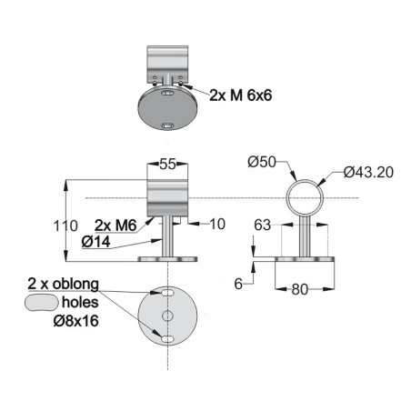 Support de chasse-roues rampe PMR en inox 316 brossé