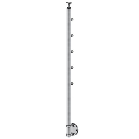 Poteau Garde Corps Inox 304 SUR MESURE 5 barres à l'anglaise + 15 cm platine à colliers