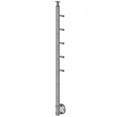 Poteau Départ Garde Corps Inox 304 SUR MESURE 5 cables anglaise + 15 cm platine à colliers