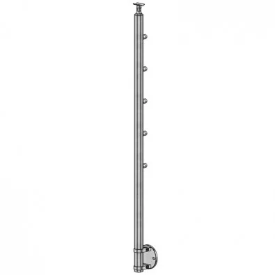 Poteau Milieu Garde Corps Inox 304 SUR MESURE 5 cables anglaise +15 cm platine à colliers