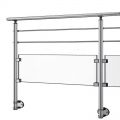 Poteau Départ Droite Garde Corps Inox 304 SUR MESURE verre et barres anglaise + 15 cm platine à colliers 3