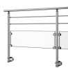 Poteau Milieu Garde Corps Inox 304 SUR MESURE verre et barres anglaise + 15 cm platine à colliers 3