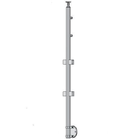 Poteau Milieu Garde Corps Inox 304 SUR MESURE verre et barres anglaise + 15 cm platine à colliers