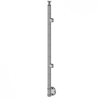 Poteau Départ Gauche Garde Corps Inox 304 SUR MESURE verre anglaise + 15 cm platine à colliers