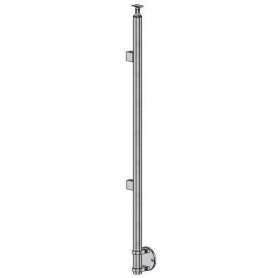 Poteau Départ Droite Garde Corps Inox 304 SUR MESURE verre à l'anglaise + 15 cm platine à colliers