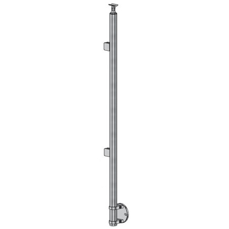 Poteau Départ Droite Garde Corps Inox 304 SUR MESURE verre à l'anglaise + 15 cm platine à colliers
