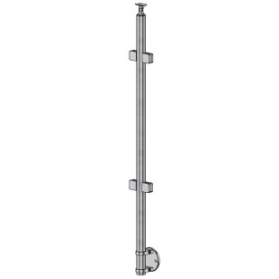 Poteau Milieu Garde Corps Inox SUR MESURE verre anglaise + 15 cm platine à colliers