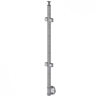 Poteau Milieu Garde Corps Inox SUR MESURE verre anglaise + 15 cm platine à colliers
