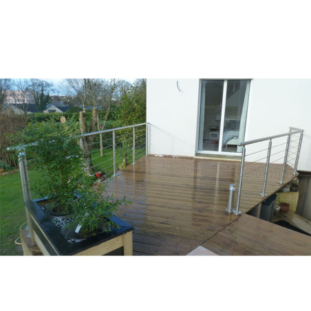 Balustrade de terrasse metal à câbles en inox en kit à la française