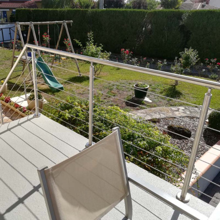 Garde corps de terrasse à câbles en inox en kit à la française