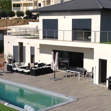 Barriere de terrasse sur mesure à câbles en inox en kit à la française