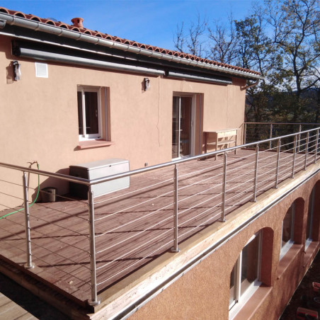 Garde corps pour terrasse à câbles en inox en kit à la française