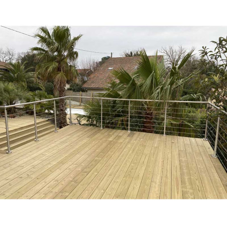 Garde de corps de terrasse inox à câbles en kit à la française