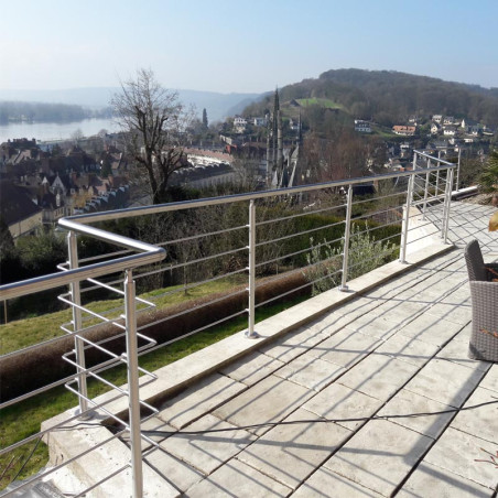 Garde corps de terrasse à 5 barres en inox en kit à la française
