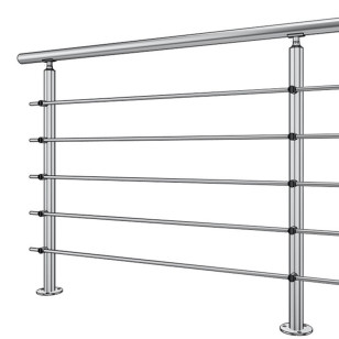 Garde corps de terrasse à 5 barres en inox en kit à la française